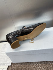 DIOR 25S ROUND-TOE MARY JANE BALLET FLATS IN DARK BROWN CALFSKIN