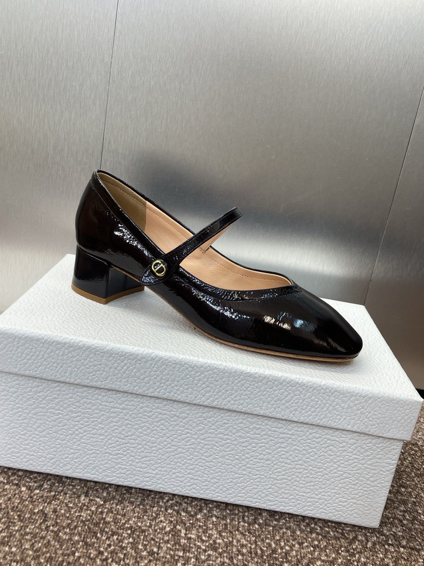 DIOR 25S ROUND-TOE MARY JANE BALLET FLATS IN DARK BROWN CALFSKIN