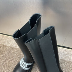DIOR 25S D-QUEST TALL CHELSEA BOOTS 45MM IN BLACK CALFSKIN
