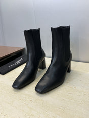 YSL 25S HEELED ANKLE BOOTS 70 MM IN BLACK SMOOTH LAMBSKIN