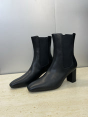 YSL 25S HEELED ANKLE BOOTS 70 MM IN BLACK SMOOTH LAMBSKIN