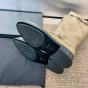 YSL 25S KNEE-HIGH BOOTS 30 MM IN BEIGE LAMBSKIN WITH SILVER HARDWARE