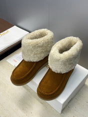 CHLOÉ 26S SHEARLING BOOTS IN BROWN SUEDE
