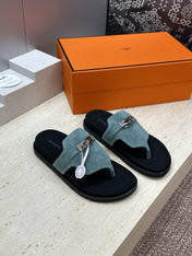 HM 26S EMPIRE SANDAL IN DUSTY SKY BLUE SUEDE SILVER HARDWARE