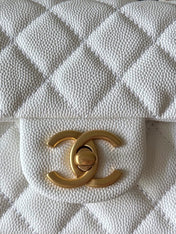 CHANEL 25S FLAP BAG 20 CM IN WHITE CAVIAR LEATHER WITH GOLD HARDWARE
