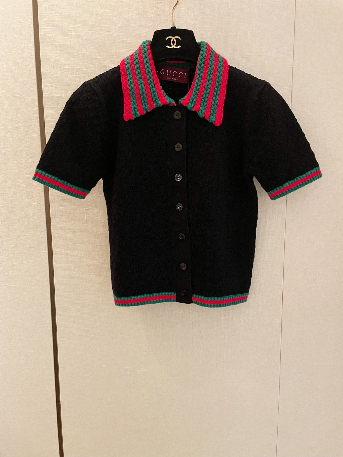 GUCCI SHORT-SLEEVE KNIT POLO SHIRT STYLE 112