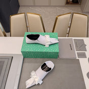 POINTED-TOE FLATS WITH BOW IN WHITE SOFT LAMBSKIN