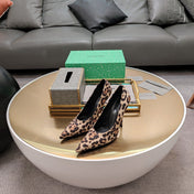 HIGH PUMPS IN BEIGE LEOPARD PRINT SUEDE