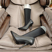 BALENCIAGA 25S POINTED-TOE HIGH HEELS 90 MM IN BLACK FABRIC AND CALFSKIN STYLE 4