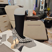 BALENCIAGA 25S POINTED-TOE HIGH HEELS 90 MM IN BLACK FABRIC AND LEOPARD PRINT CALFSKIN STYLE 3