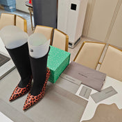 BALENCIAGA 25S POINTED-TOE HIGH HEELS 90 MM IN BLACK FABRIC AND LEOPARD PRINT CALFSKIN STYLE 1