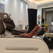 BALENCIAGA 25S POINTED-TOE HIGH HEELS 90 MM IN BLACK FABRIC AND LEOPARD PRINT CALFSKIN STYLE 1