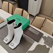 BALENCIAGA 25S BEL AIR BOOTS 115 MM IN WHITE CALFSKIN WITH SILVER HARDWARE