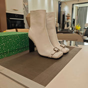 BALENCIAGA 25S BEL AIR BOOTS 115 MM IN WHITE CALFSKIN WITH SILVER HARDWARE