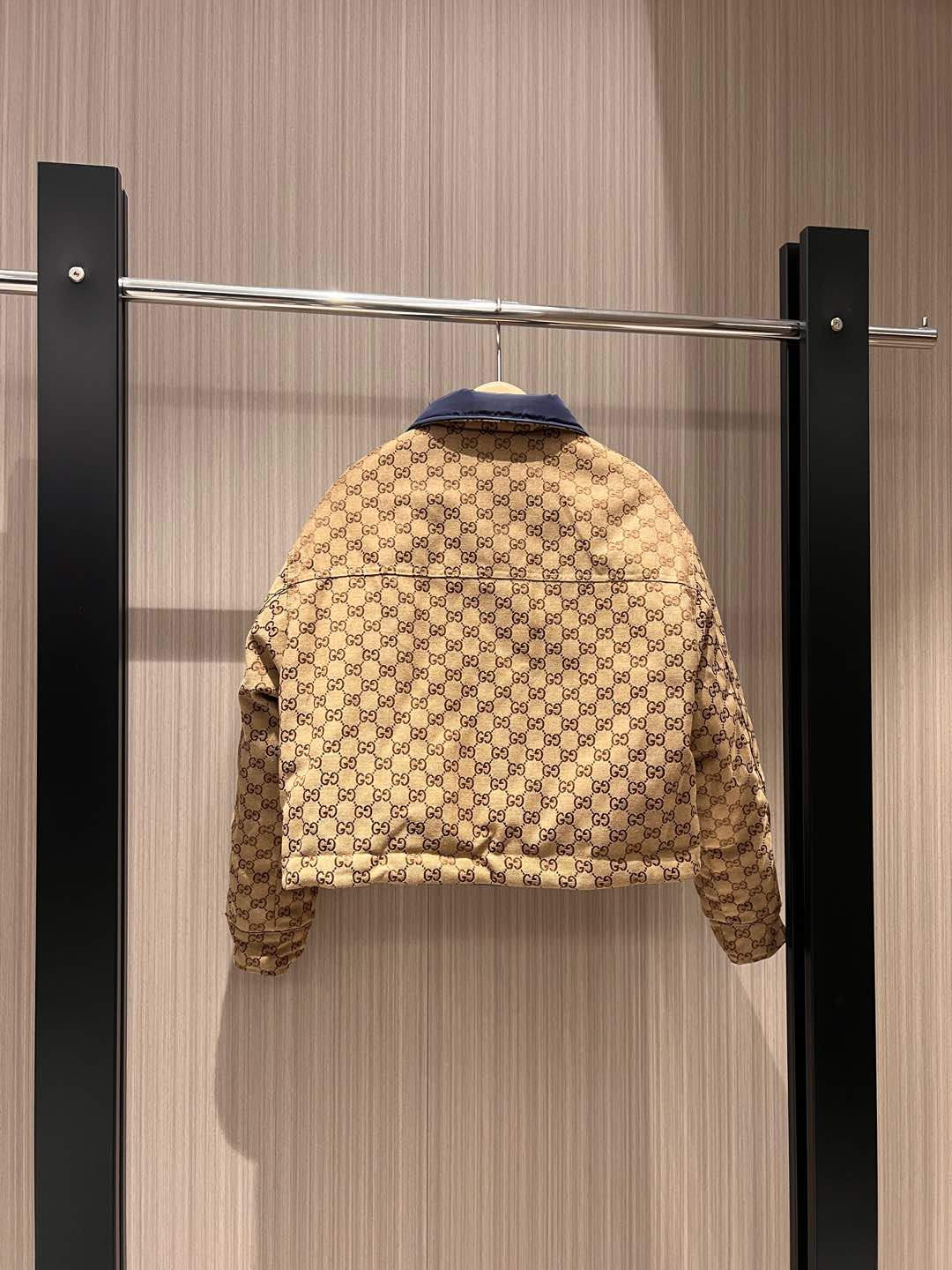 Gucci Quilted Jacket Beige Blue Polyester Fiber