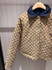 Gucci Quilted Jacket Beige Blue Polyester Fiber