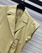 CD Mid-Length Dress Olive Cotton Gabardine