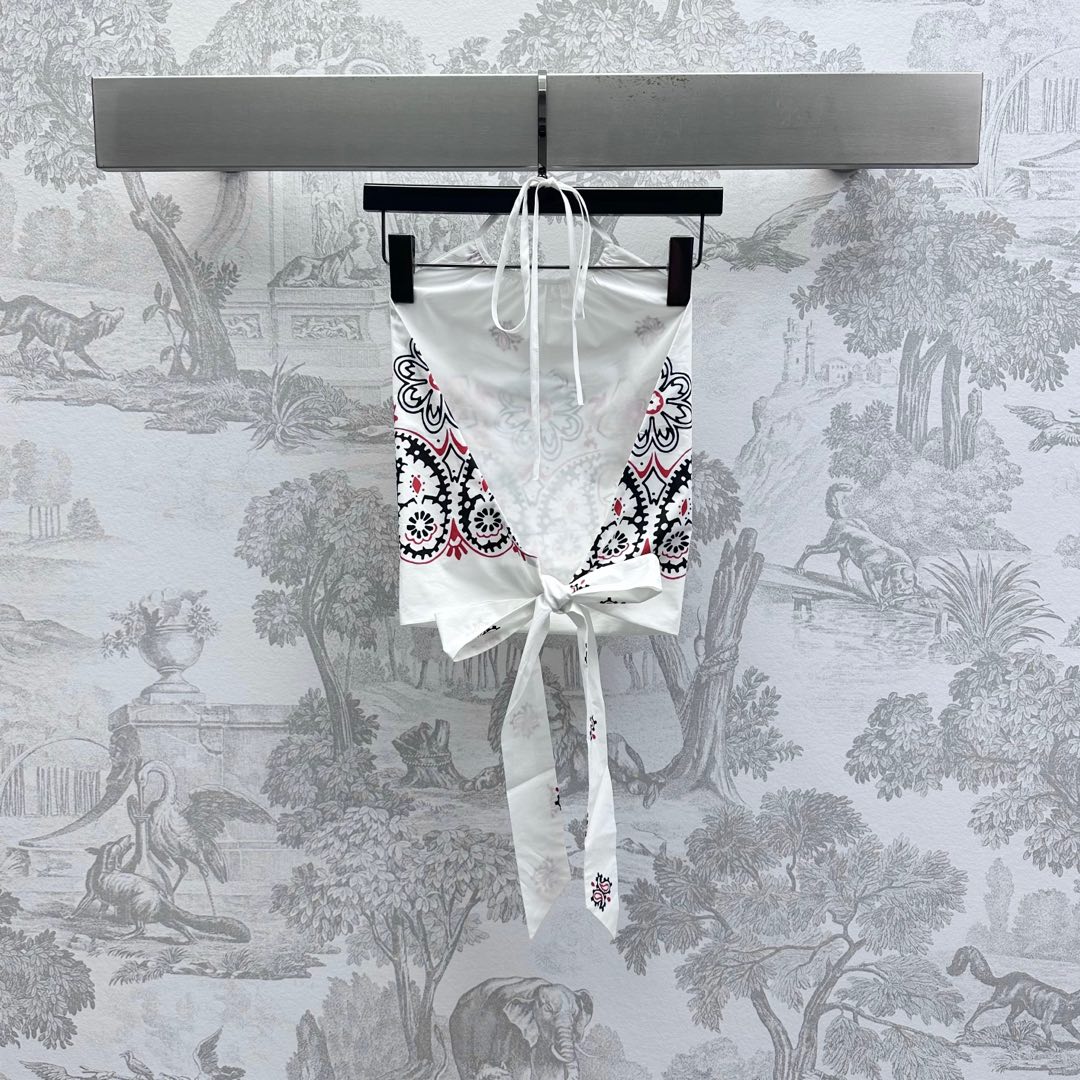 MIUMIU HALTER NECK TOP WITH PRINT 267875