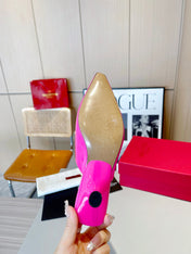 ROCKSTUD CAGED MULES 5 CM IN DEEP PINK CALFSKIN