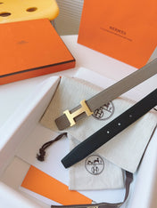 MINI H BELT BUCKLE & REVERSIBLE CAMEL BROWN LEATHER STRAP 24 MM GOLD HARDWARE