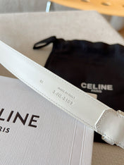 BELT 25MM TRIOMPHE LOGO CUT-OUT IN WHITE SMOOTH CALFSKIN WITH GOLD BUCKLE