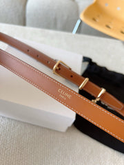 CL BELT 18MM IN BROWN TAURILLON CALFSKIN GOLD BUCKLE