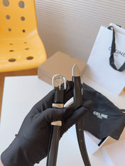 CELINE 25S SMALL 18MM WESTERN BELT IN BLACK CALFSKIN 566641