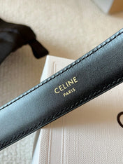 CELINE 25S BELT 25MM IN BLACK CALFSKIN GOLD HARDWARE 561796