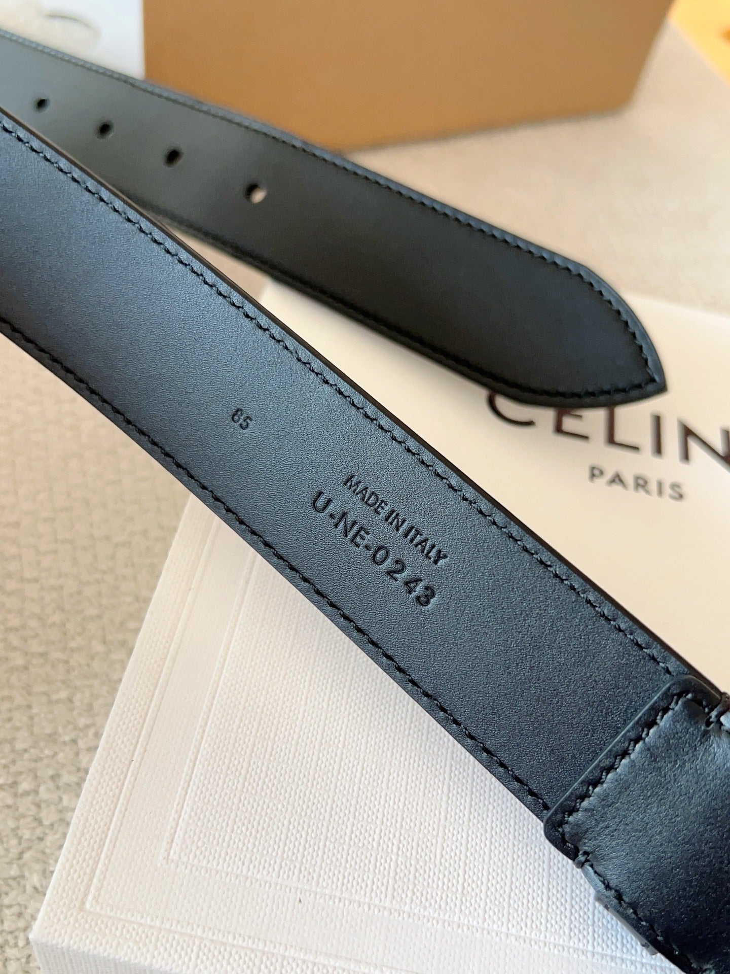 CELINE 25S SMALL 30MM WESTERN BELT IN BLACK CALFSKIN 566636