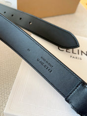 CELINE 25S SMALL 30MM WESTERN BELT IN BLACK CALFSKIN 566636