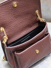 Niki mini crinkled shoulder 22 in Chestnut Brown Lamskin Gold Hardware