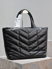 PUFFER LARGE TOTE BAG 57 IN BLACK NAPA LAMBSKIN