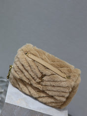 NIKI MEDIUM 28 IN DARK BEIGE RABBIT FUR