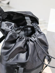 WATERPROOF BACKPACK 45 IN BLACK NYLON WITH EMBOSSED LOGO