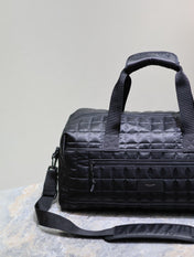 TRAVEL TOTE BAG 50 IN BLACK PLAID NYLON