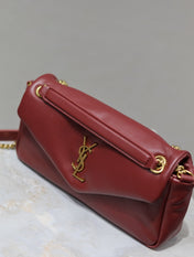 YSL 25S CALYPSO HANDBAG 26 IN BURGUNDY LAMBSKIN GOLD HARDWARE