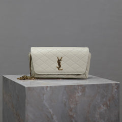 YSL 25S SAINT LAURENT GABY 19 IN BLANC VINTAGE QUILTED CALFSKIN GOLD HARDWARE