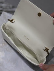 YSL 25S SAINT LAURENT GABY 19 IN BLANC VINTAGE QUILTED CALFSKIN GOLD HARDWARE