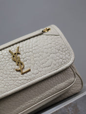 NIKI BABY 22 IN WHITE ELEPHANT PATTERN LAMBSKIN GOLD LOGO