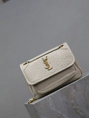 NIKI BABY 22 IN WHITE ELEPHANT PATTERN LAMBSKIN GOLD LOGO