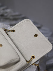 NIKI BABY 22 IN WHITE ELEPHANT PATTERN LAMBSKIN GOLD LOGO