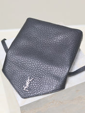 ENVELOPE CHAIN BAG 23 IN BLACK ELEPHANT TEXTURE LAMBSKIN SILVER LOGO
