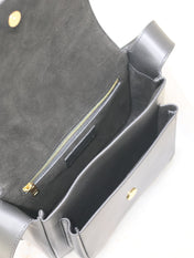 NIKI BABY 22 IN CHARCOAL GRAY CALFSKIN GOLD LOGO