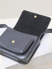 NIKI BABY 22 IN CHARCOAL GRAY CALFSKIN GOLD LOGO