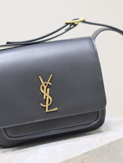 NIKI BABY 22 IN CHARCOAL GRAY CALFSKIN GOLD LOGO
