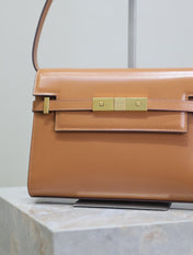 MANHATTAN SMALL 24 IN BRONZE BROWN CALFSKIN GOLD HARDWARE