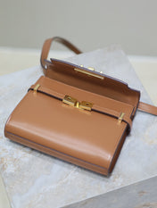 YSL 25S MINI MANHATTAN 19 IN BROWN CALFSKIN GOLD HARDWRE