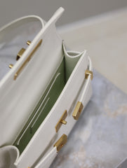 YSL 25S MINI MANHATTAN 19 IN BLANC VINTAGE CALFSKIN GOLD HARDWARE