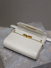 YSL 25S MINI MANHATTAN 19 IN BLANC VINTAGE CALFSKIN GOLD HARDWARE