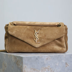 CALYPSO BAG 26 IN CIDER BROWN SUEDE GOLD HARDWARE